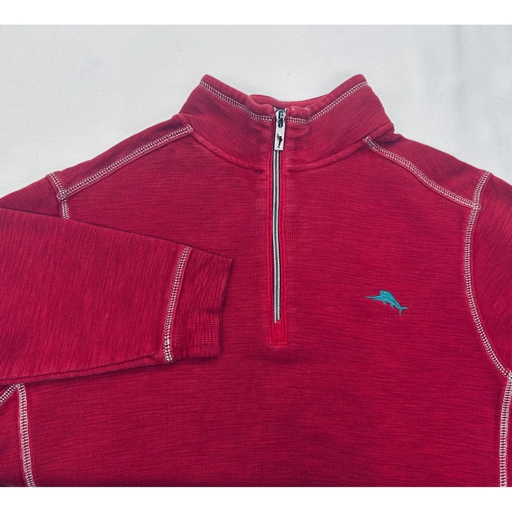 Tommy Bahama Quarter Zip Pullover Mens M Pima Cotton Sweatshirt Resort Nautical